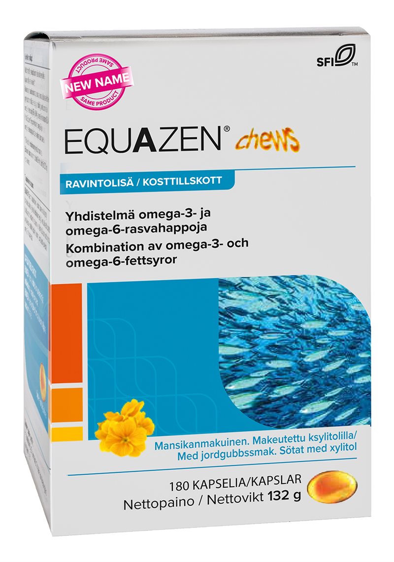 Equazen Chews mansikanmakuinen rasvahappovalmiste