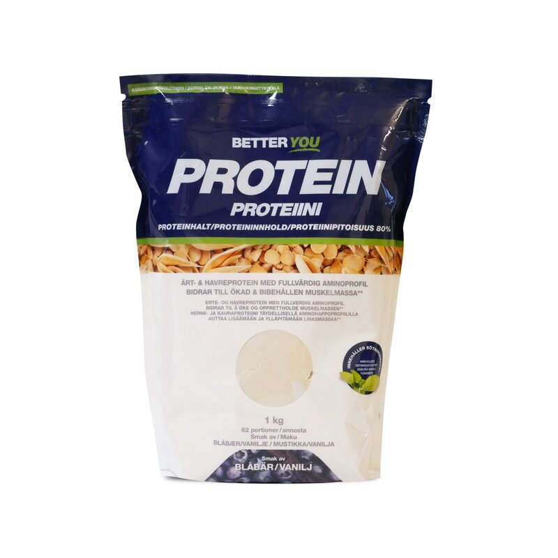 Better You Herneproteiini ja kauraproteiini - Mustikka/Vanilja