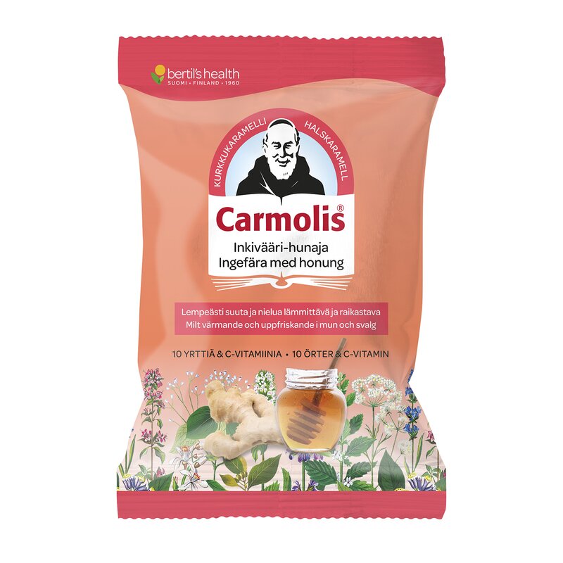 Carmolis Inkivääri-Hunaja Kurkkukaramelli 75 g