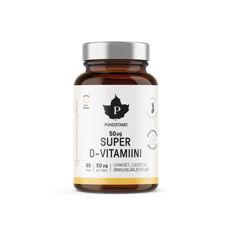 Puhdistamo Super D-vitamiinikapseli 50 μg, 60 kaps