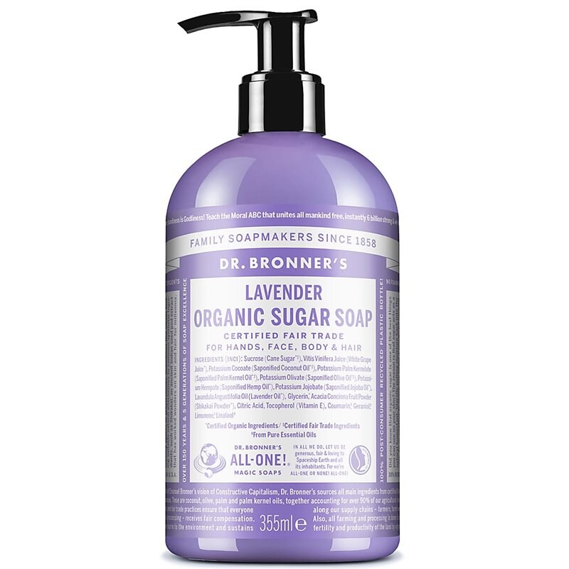 Dr Bronner's Sugar Lavender Pumpsoap saippua pumppupullossa