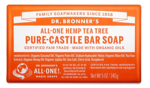 Dr Bronner's palasaippua, teepuu