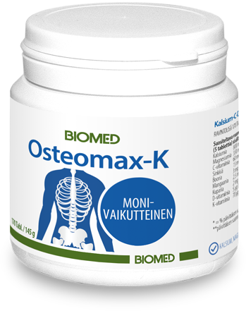 Biomed Osteomax-K, kalsium-, C-, D-, K-vitamiini-kivennäisainetabletti
