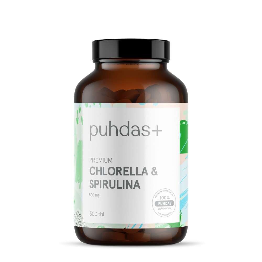 Puhdas+ Premium Chlorella & Spirulina 500 mg 