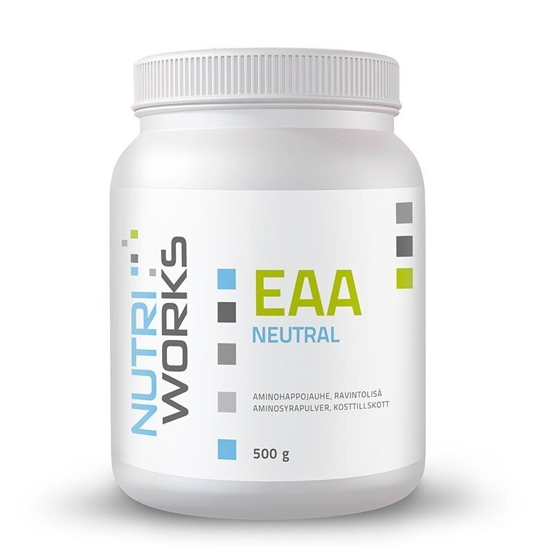 Nutri Works EAA, stevia,  Neutral aminohappojauhe 500 g