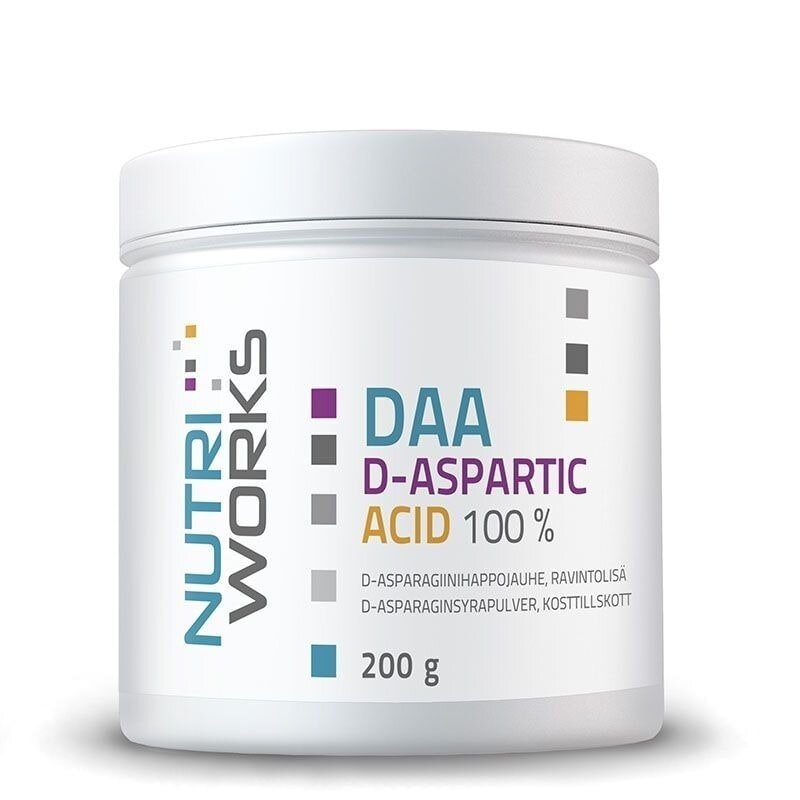 Nutri Works DAA D-aspartic acid 100%, D-Asparagiinihappojauhe
