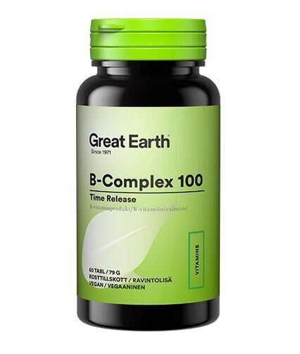 Great Earth B-Complex 100 mg 60 tabl. PARASTA ENNEN 31.7.2022