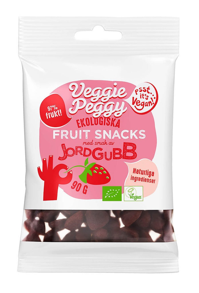 Veggie Peggy mansikanmakuinen hedelmäkarkki, luomu