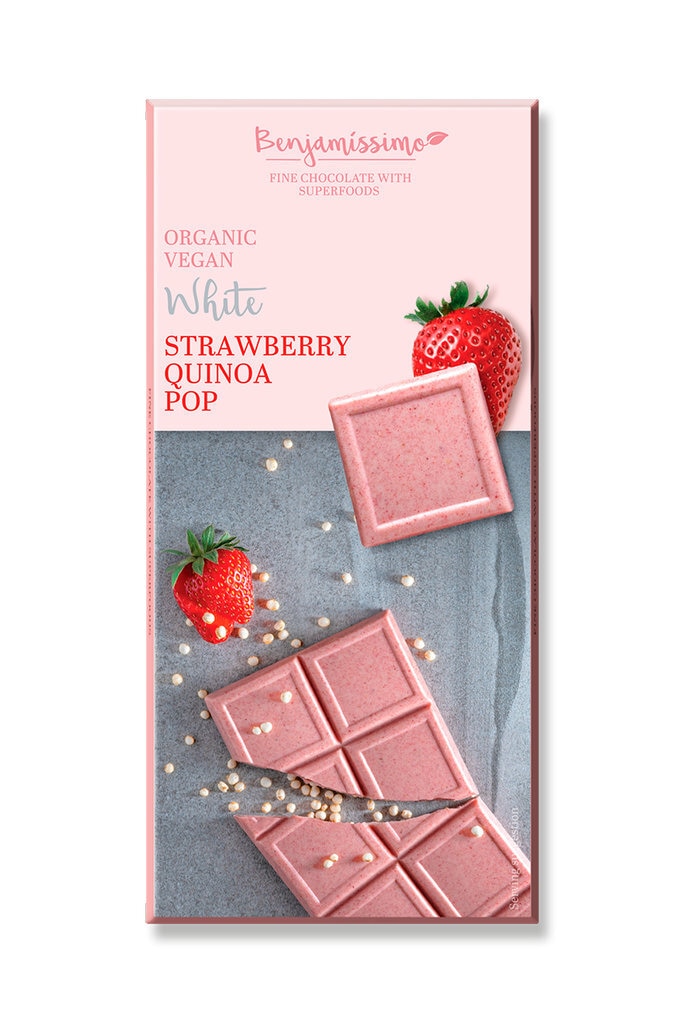 Benjamissimo Strawberry Quinoa Pop valkosuklaa