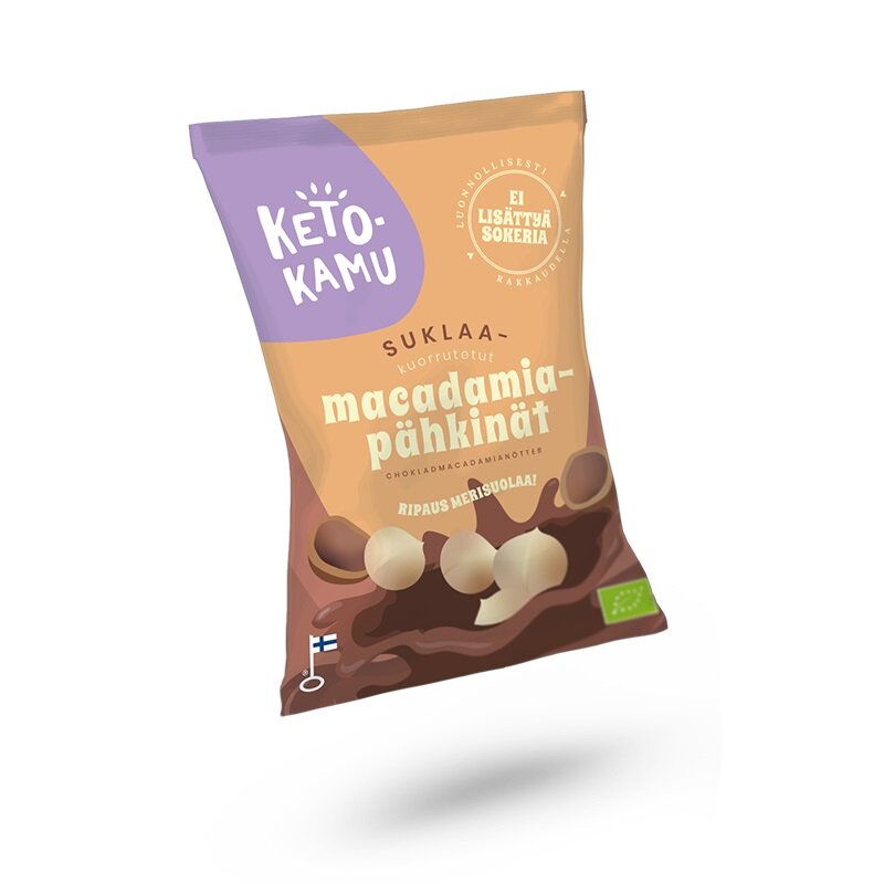 Suklaakuorrutetut macadamiapähkinät, luomu