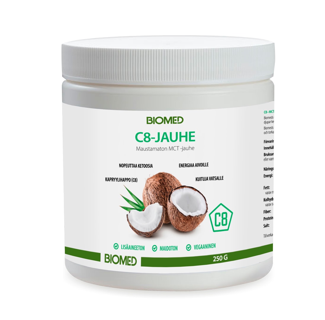 Biomed C8 Maustamaton MCT-jauhe