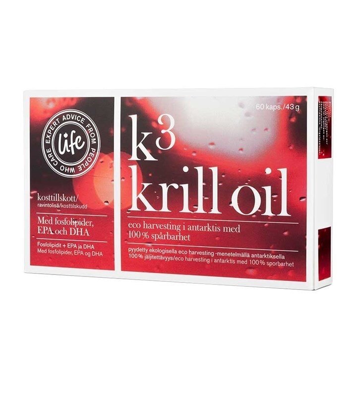 Life Krill Oil, krilliöljyä sisältävä ravintolisä PARASTA ENNEN 30.9.2022