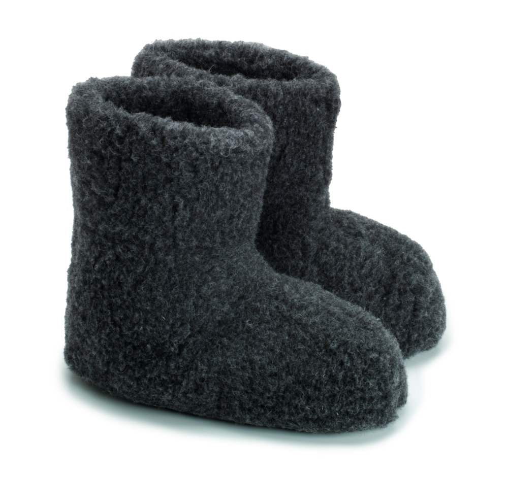 Lampaanvillatossut Booties Special pitkävartiset  - Musta