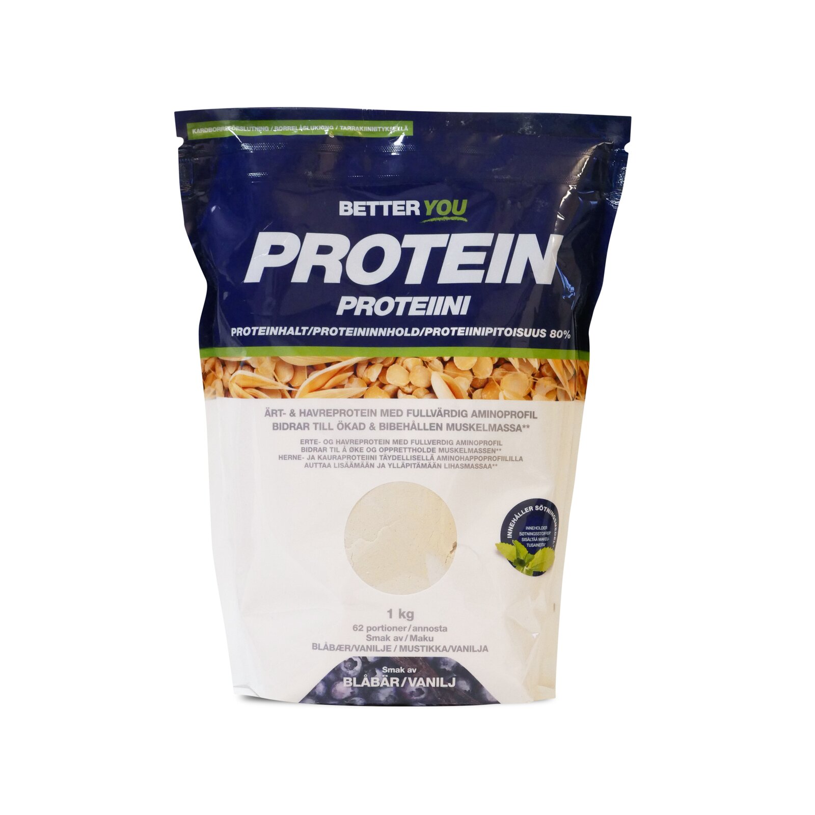 Better You Herneproteiini ja kauraproteiini - Mustikka/Vanilja