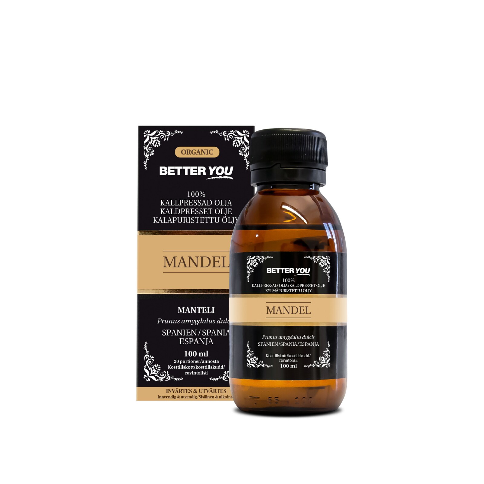 Better You Luomu kylmäpuristettu manteliöljy -100 ml
