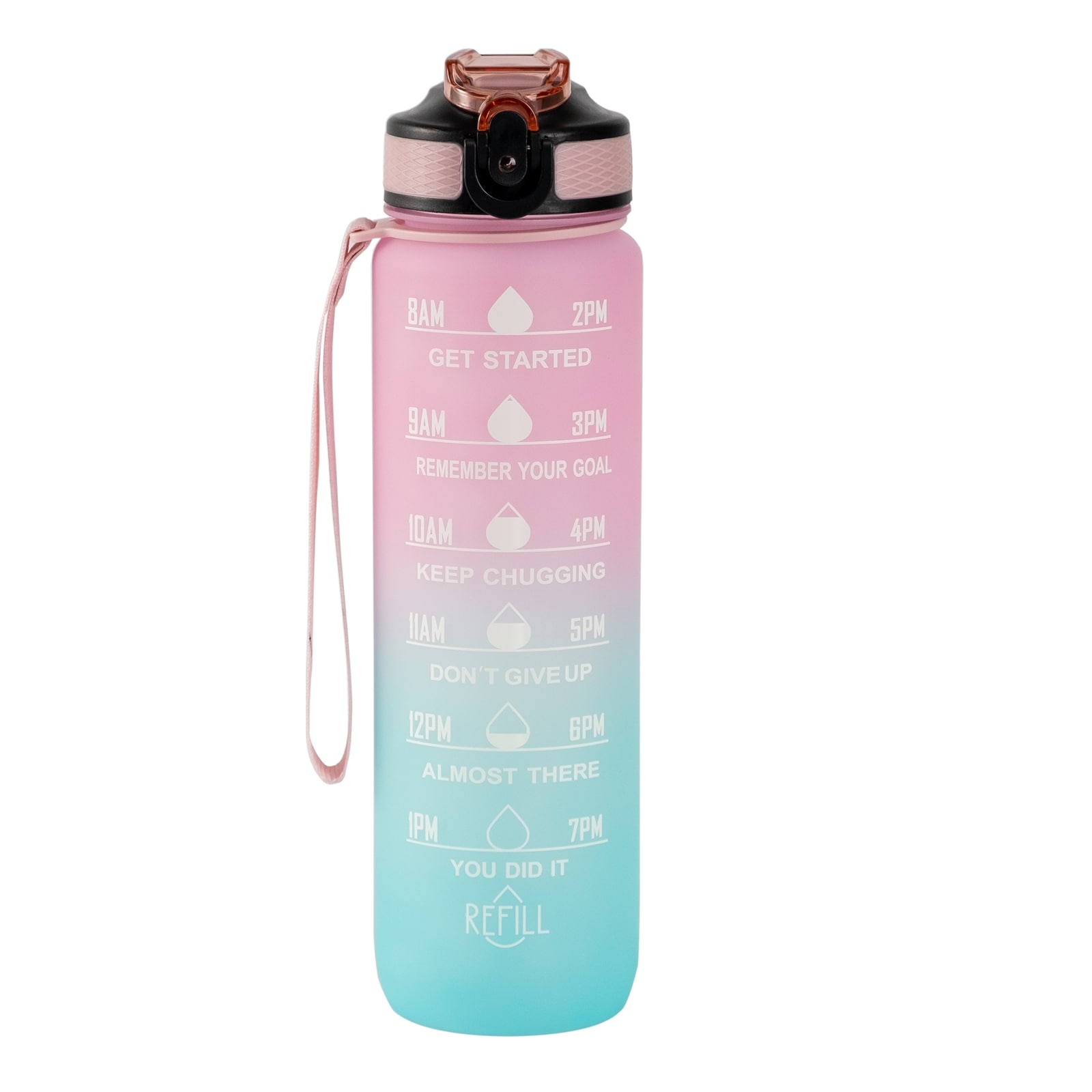 Motivaatiopullo sininen/vaaleanpunainen 1000 ml 