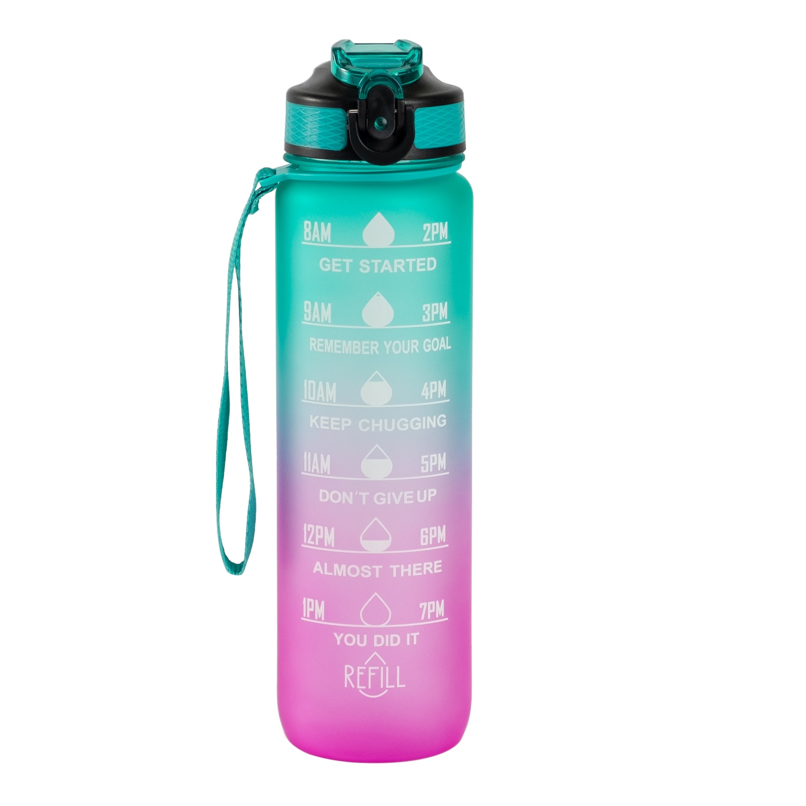 Motivaatiopullo turkoosi/pinkki 1000 ml 