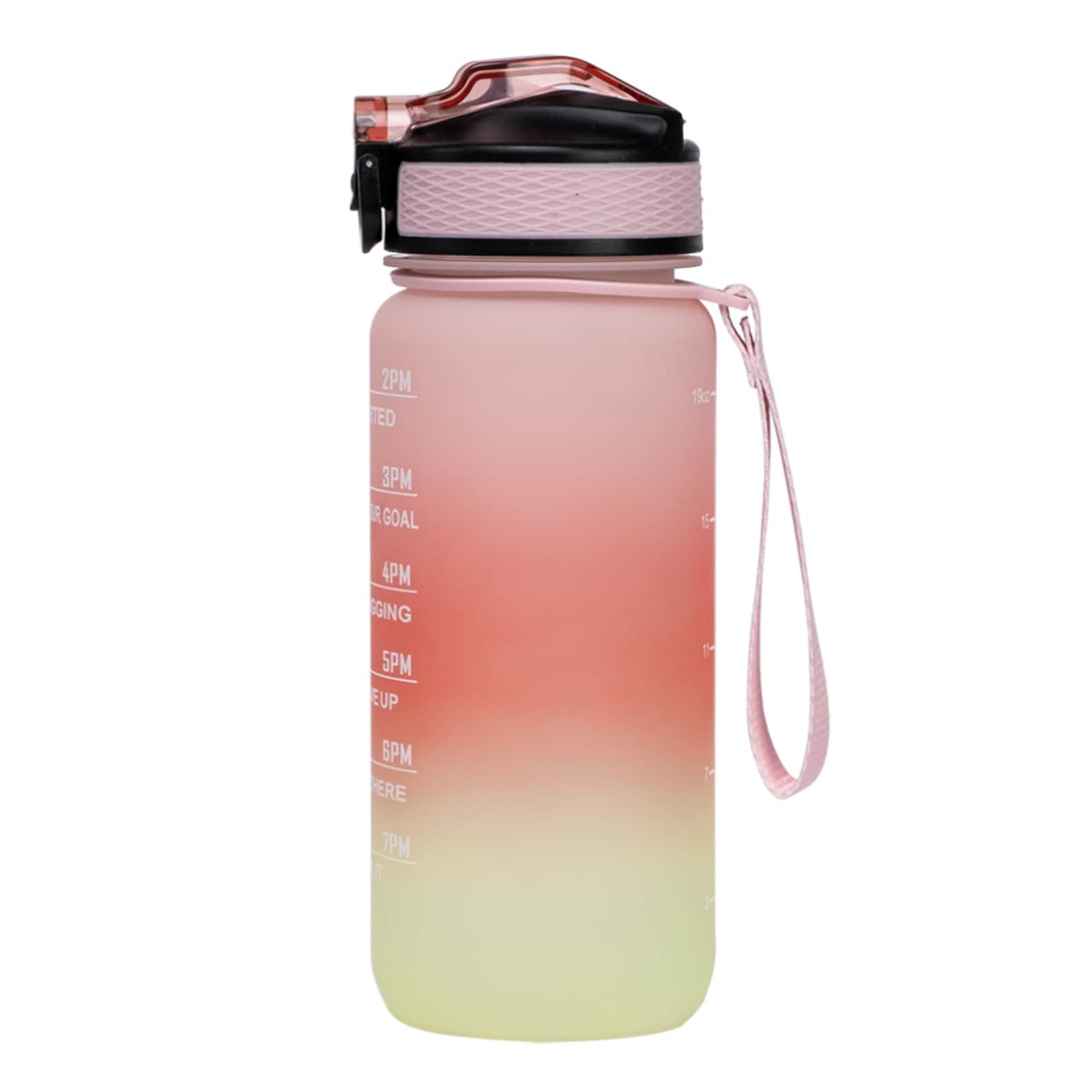 Motivaatiopullo vaaleanpunainen/keltainen 600ml