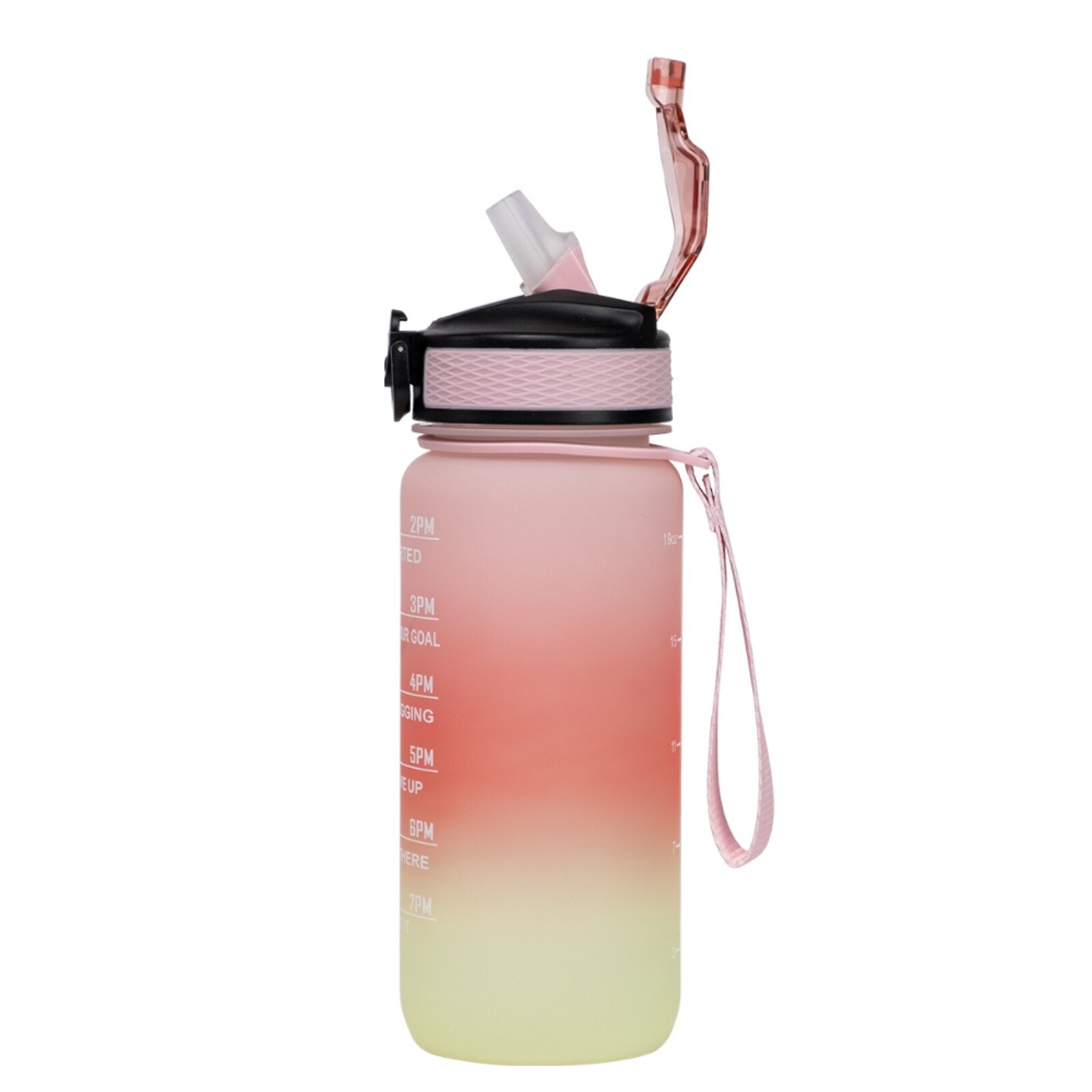 Motivaatiopullo vaaleanpunainen/keltainen 600ml