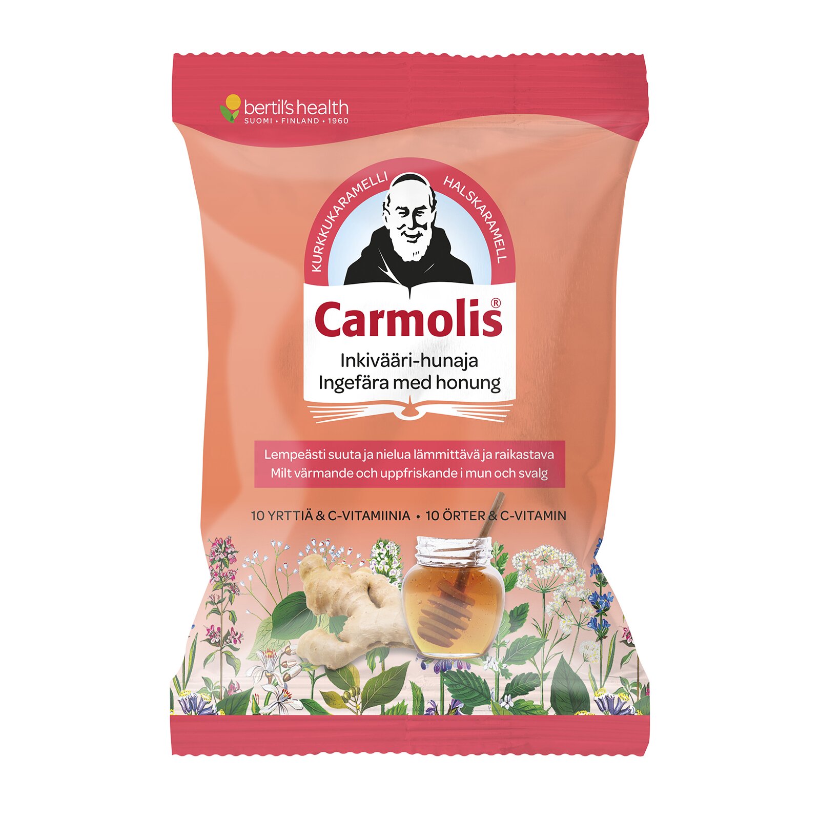 Carmolis Inkivääri-Hunaja Kurkkukaramelli 75 g