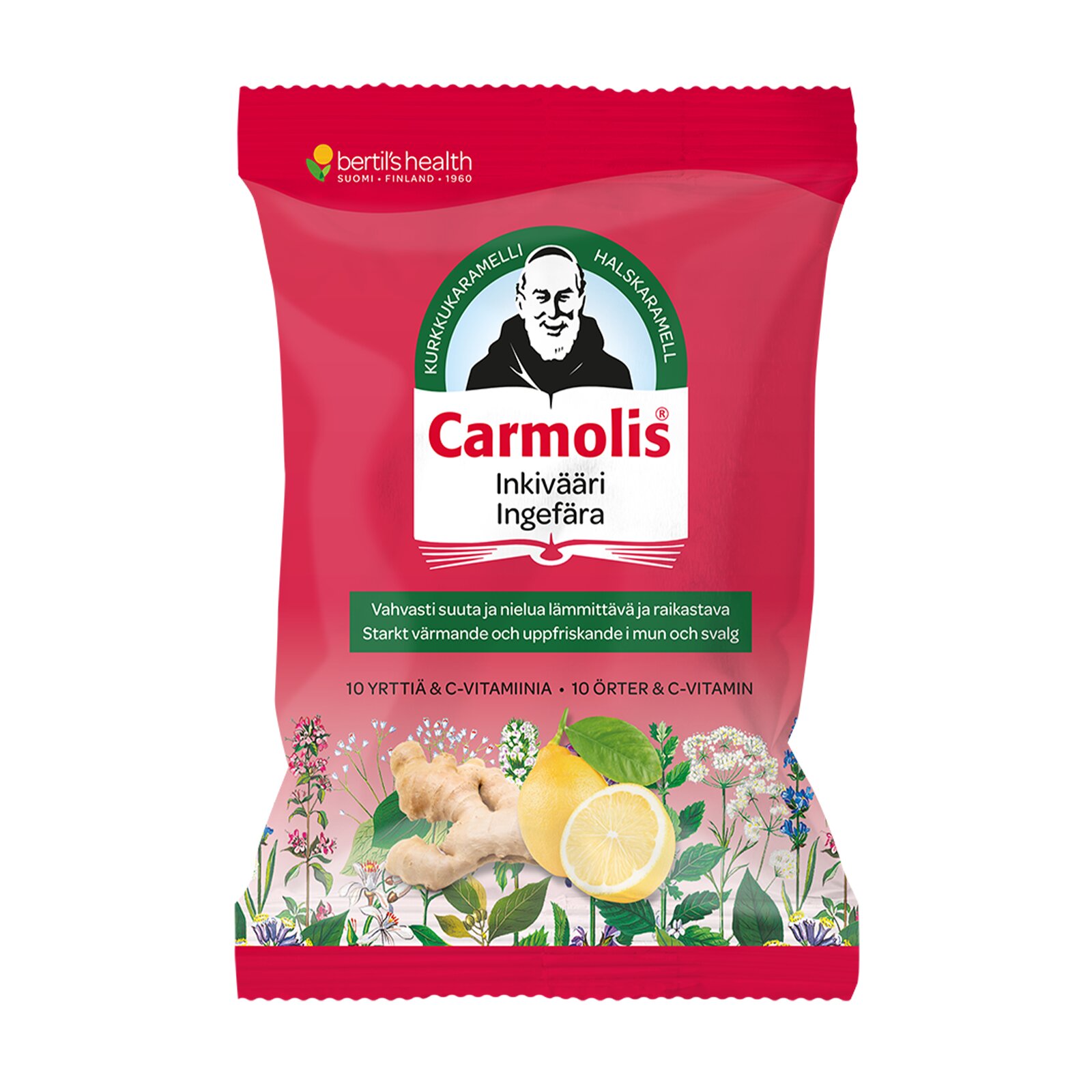 Carmolis Inkivääri Kurkkukaramelli 75 g