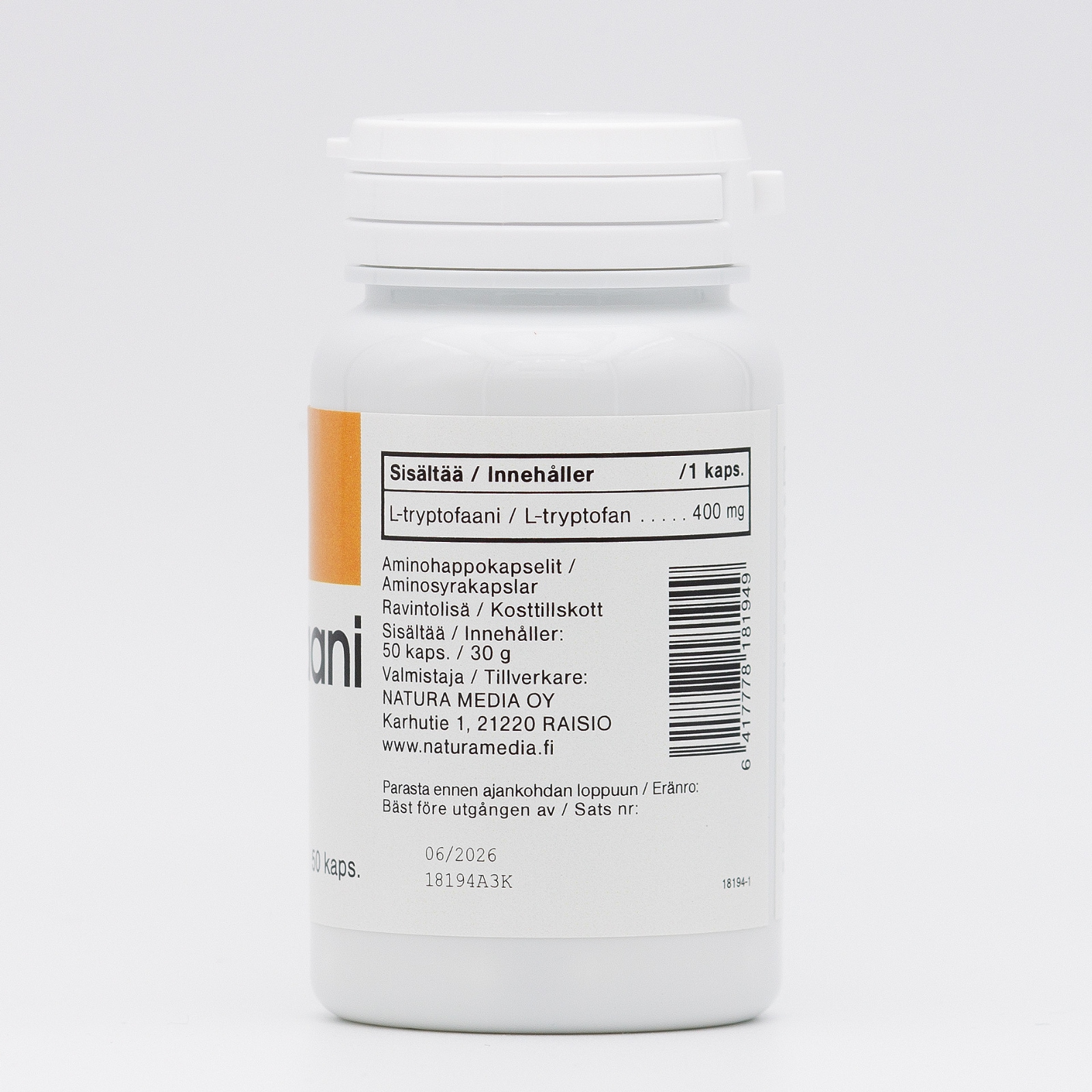 Tryptofaani 400 mg 50 kaps