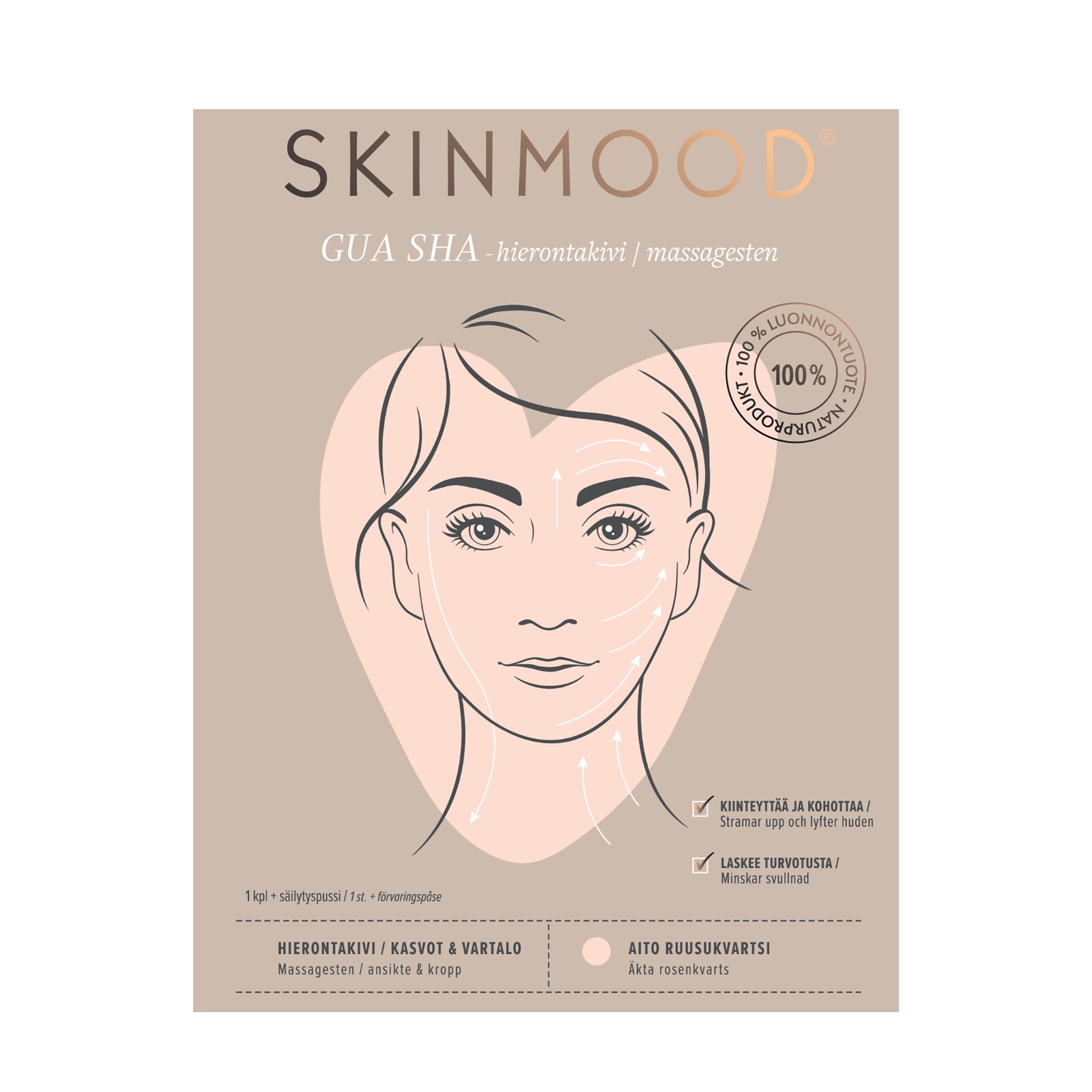 SkinMood Gua Sha Ruusukvartsi 1 kpl