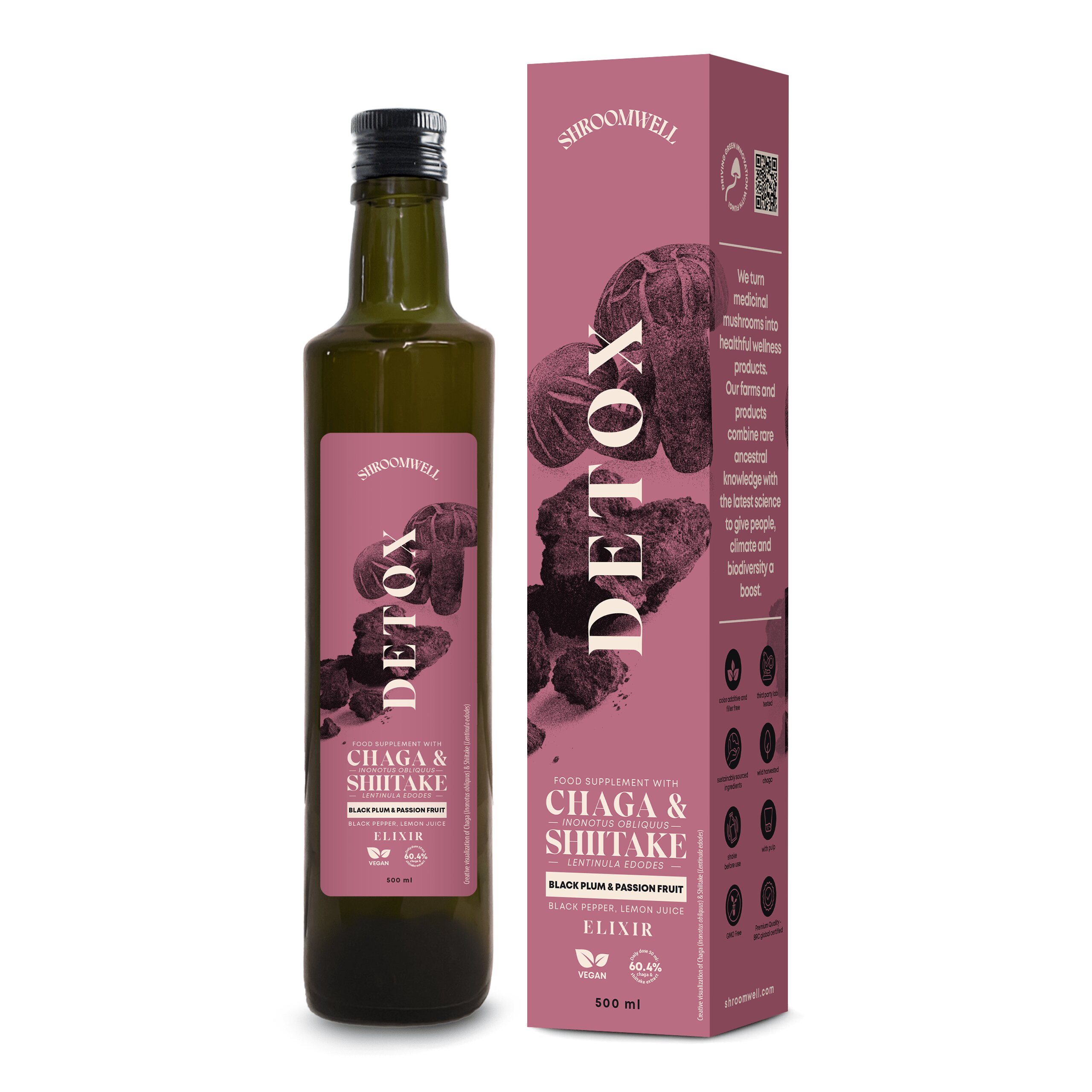 Detox Elixir Mustaluumu & Passionhedelmä 500ml