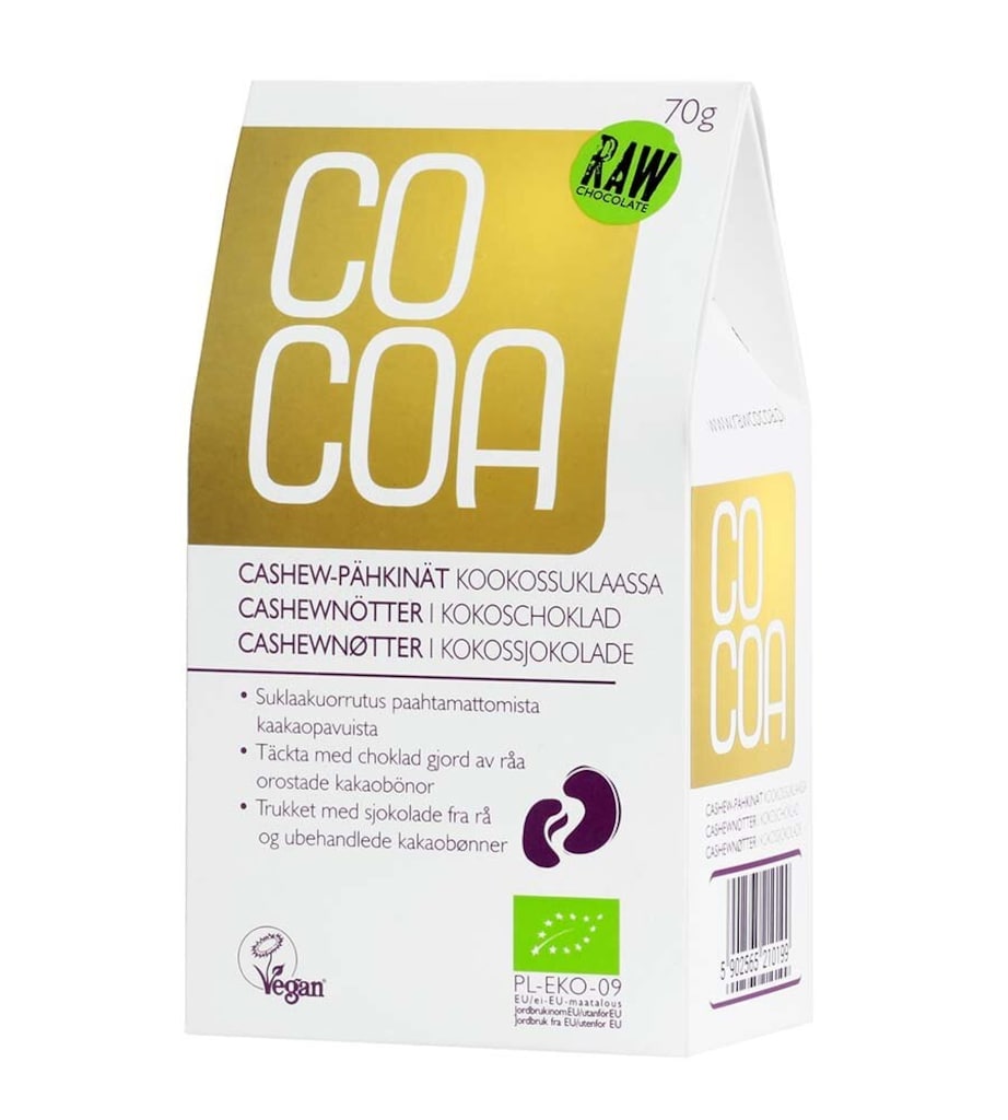 Cocoa Raw Cashew-pähkinät kookossuklaassa, luomu