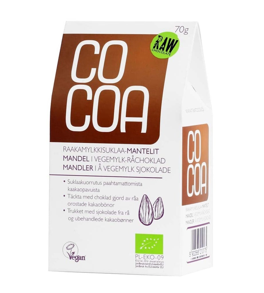 Cocoa Raw Raakamylkkisuklaa-mantelit, luomu