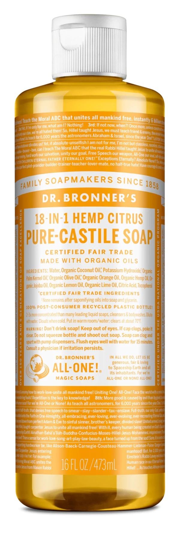 Dr Bronner's Citrus Orange Soap nestesaippua