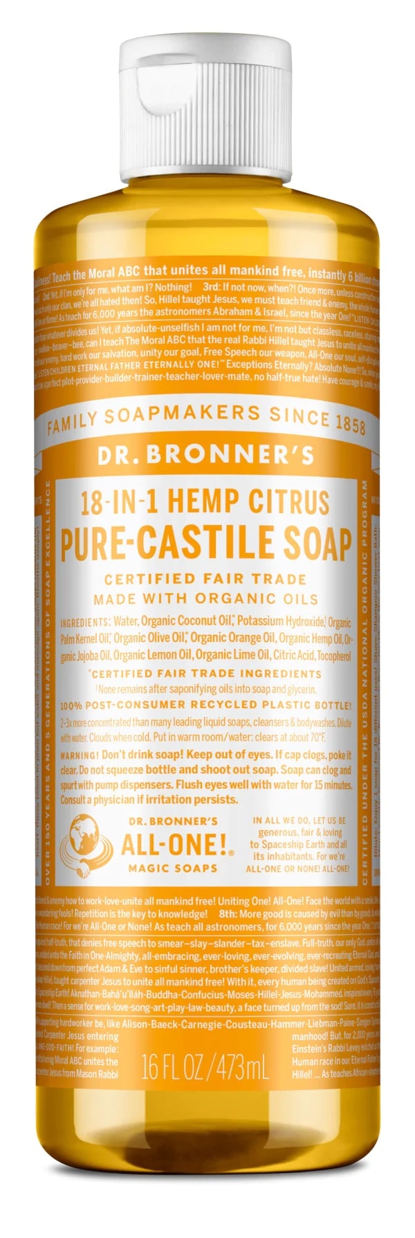 Dr Bronner's Citrus Orange Soap nestesaippua