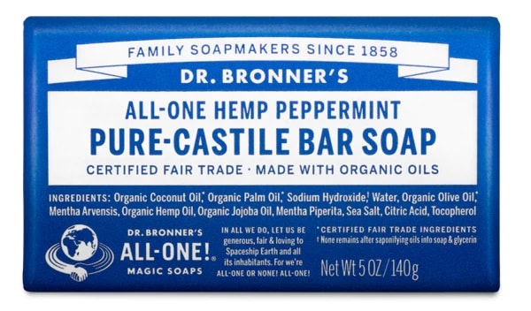 Dr Bronner's Peppermint Bar Soap palasaippua