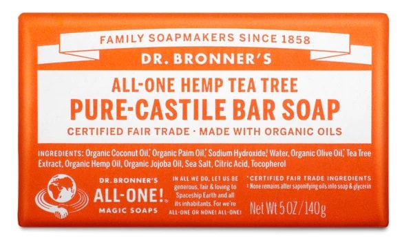 Dr Bronner's palasaippua, teepuu