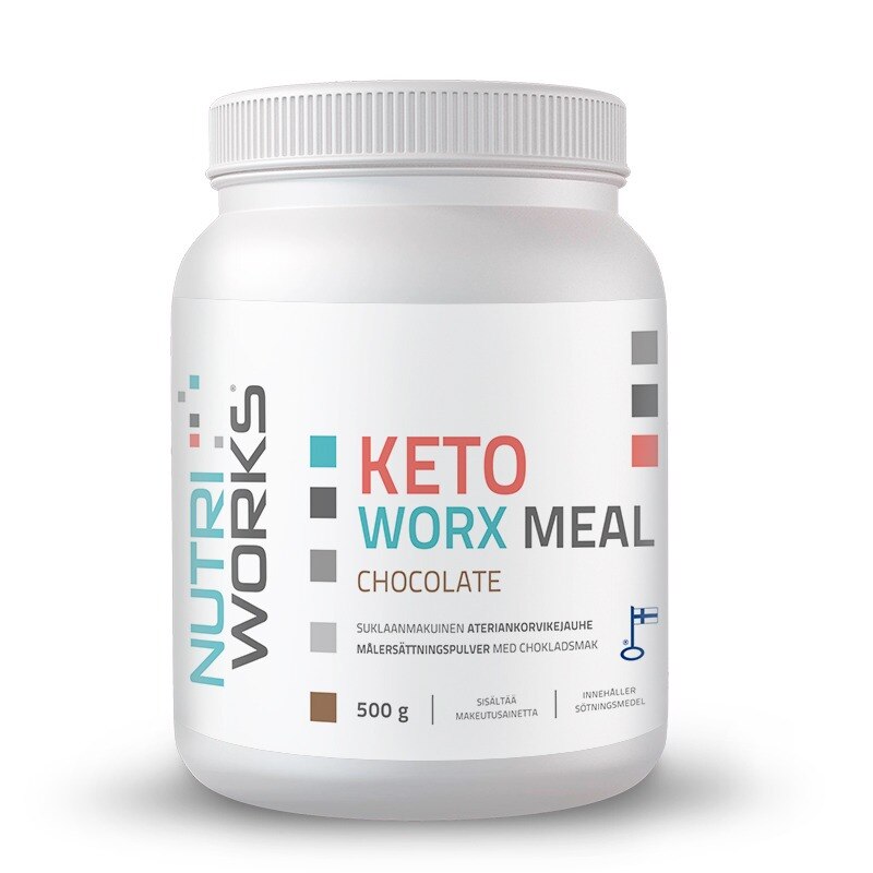 Nutri Works Keto Worx Meal, ateriankorvike, suklaa 500g