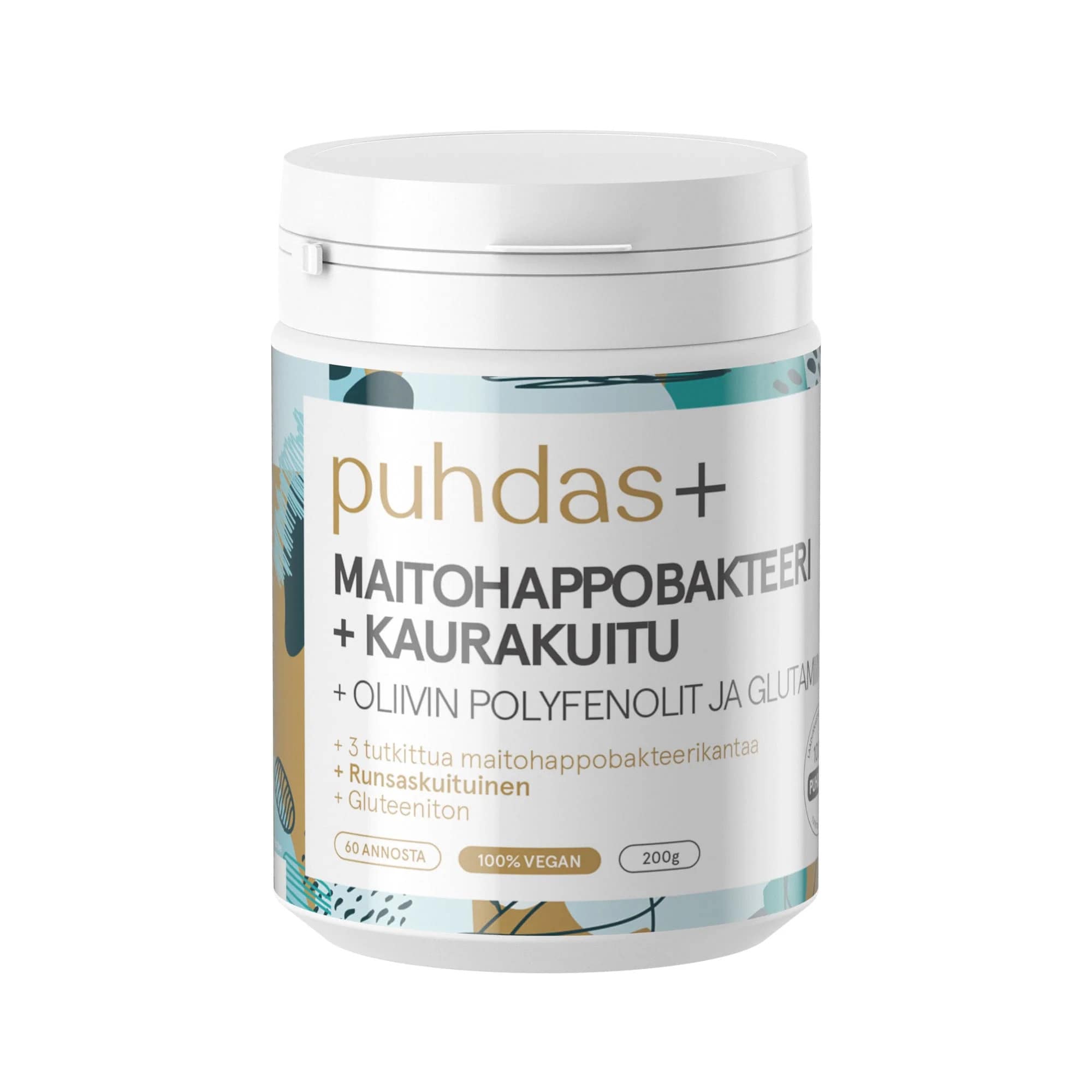 Puhdas+ Maitohappobakteeri + Kaurakuitu + Oliivin polyfenolit ja Glutamiini